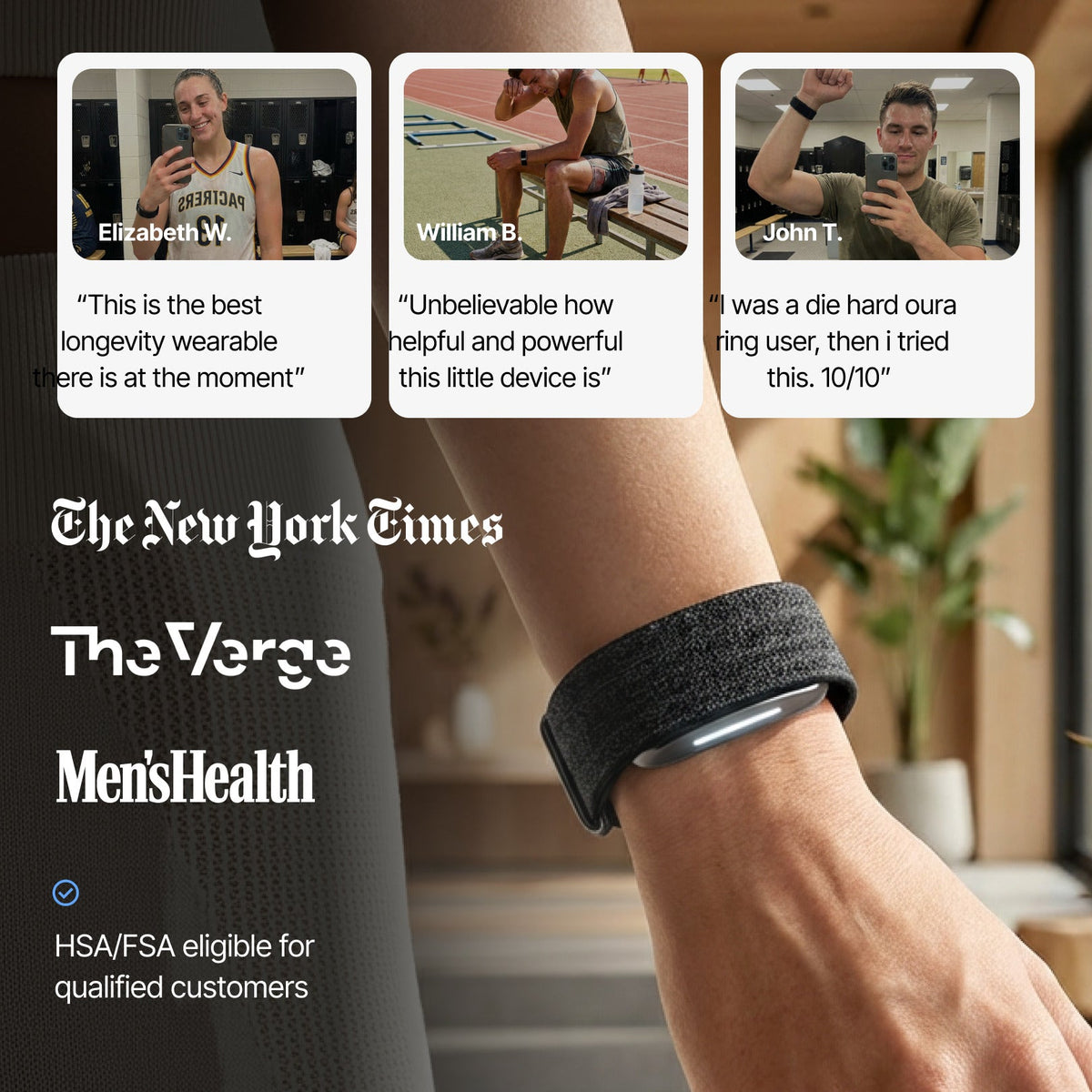Hume Band 2.0 app interface displaying health, activity, and wellness tracking data.