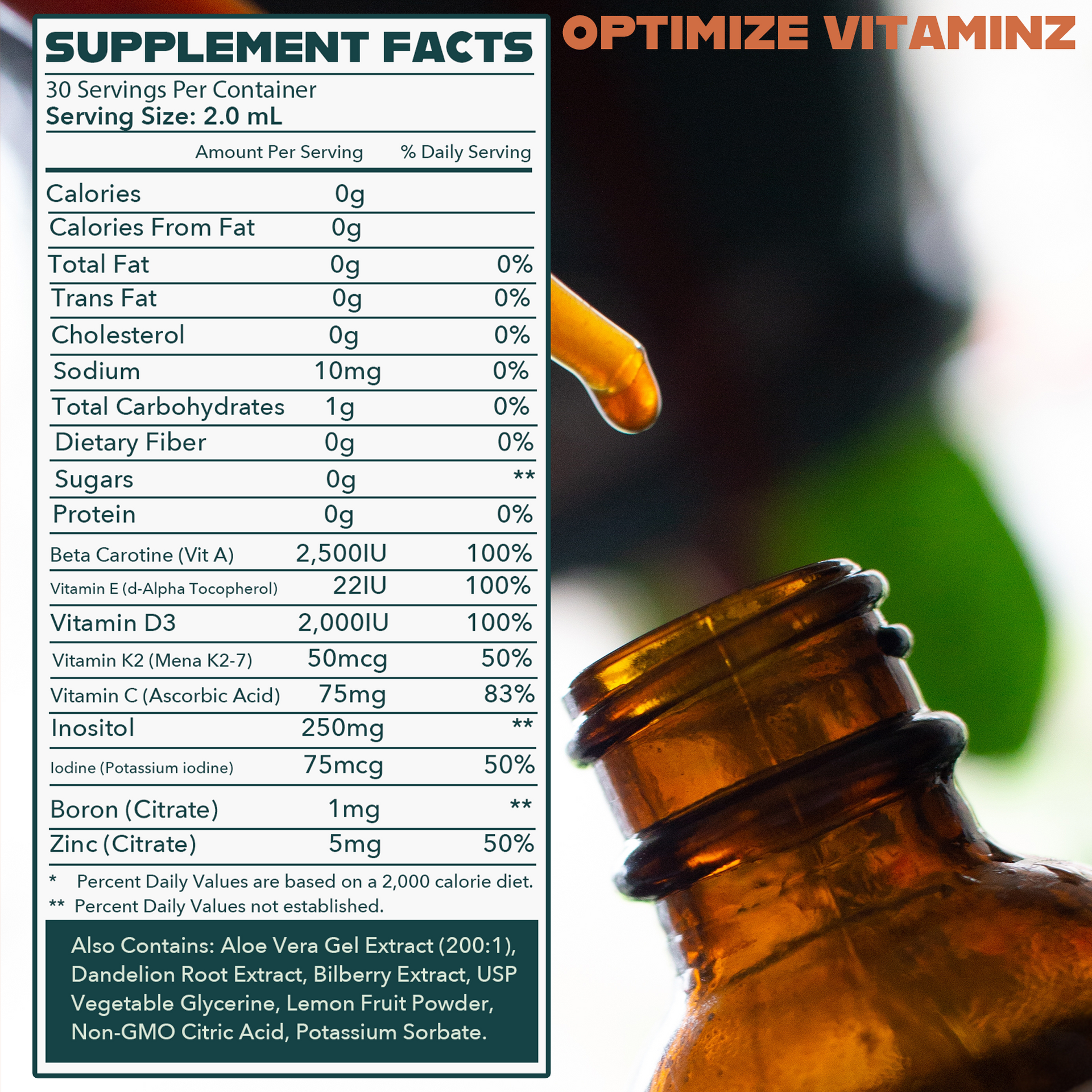 Supplement Facts for Citrus Blast Optimize Vitaminz