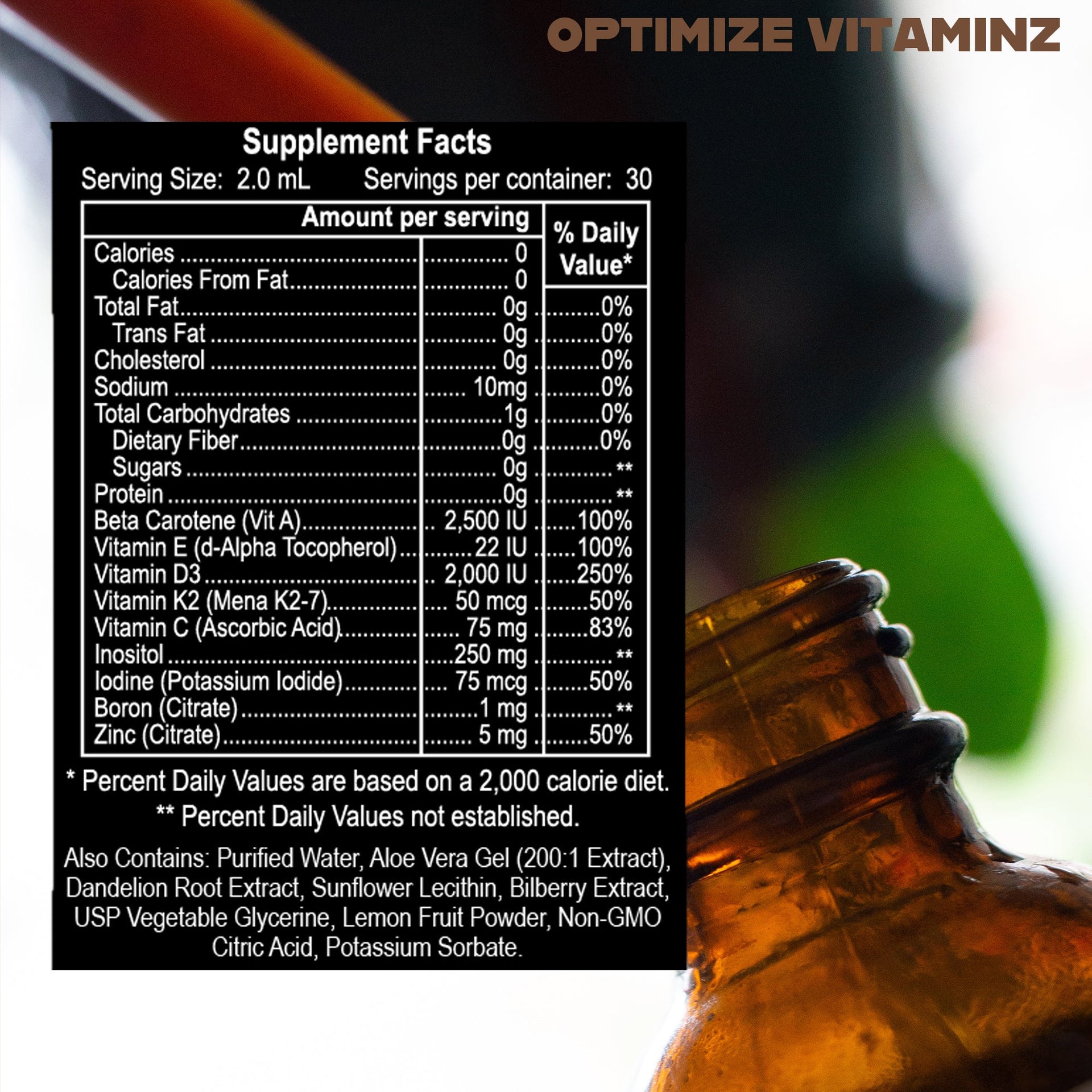 Optimize Vitaminz Supplement Facts