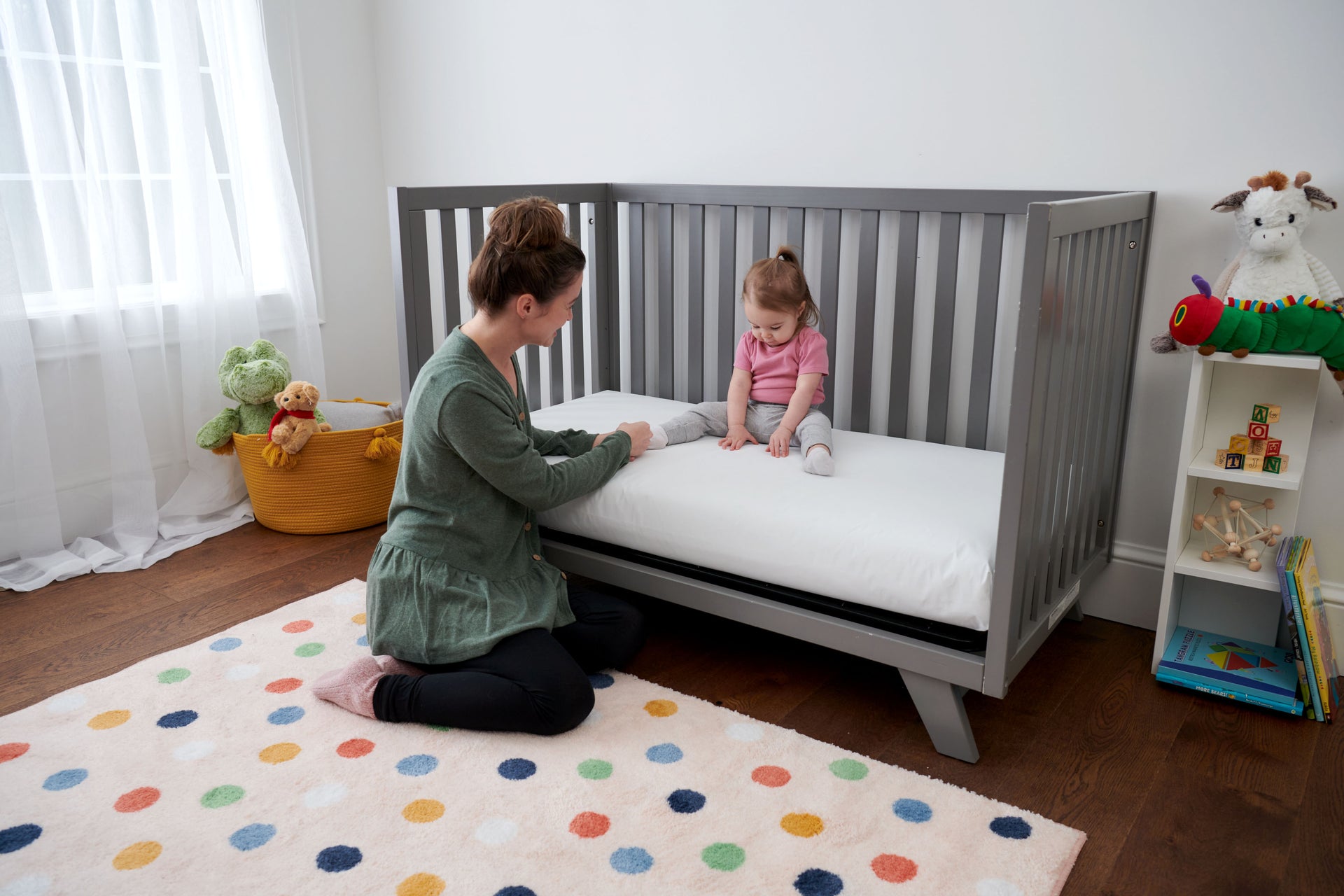 The Lullaby Earth Healthy Support Crib Mattress ensures a safe, non-toxic, and supremely comfortable sleeping environment for your little one, from infancy through toddlerhood!
