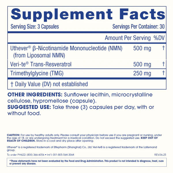 ProHealth Longevity Liposomal NMN Pro Complete™ - Supplement Facts