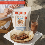 Equip Prime Protein low-sugar chocolate churro bag with churros and chocolate