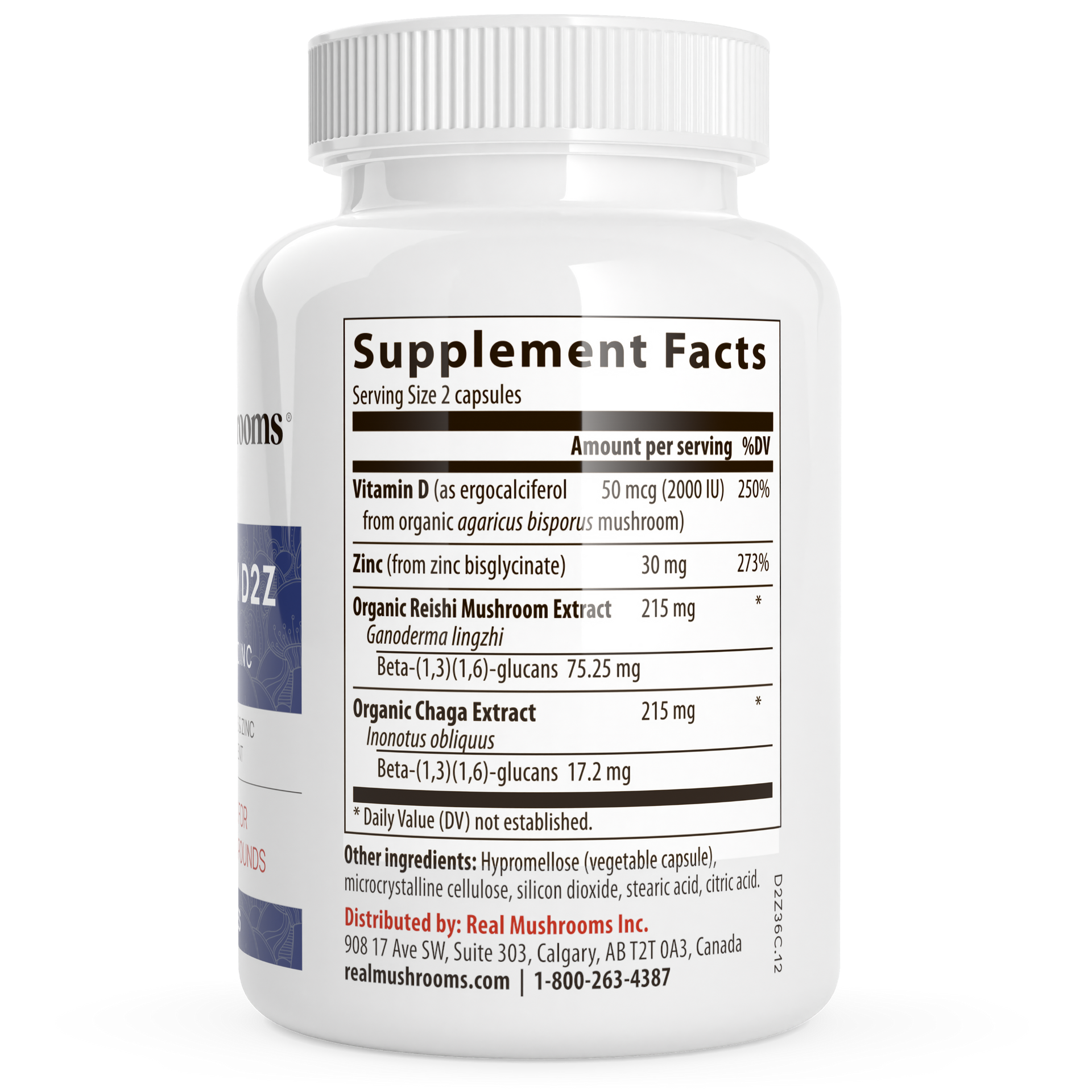 Real Mushrooms D2Z Supplement Facts