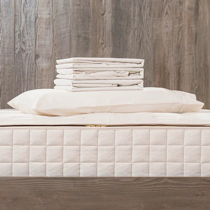 Cream - Naturepedic 300 TC Percale 15" Depth Flat Sheet