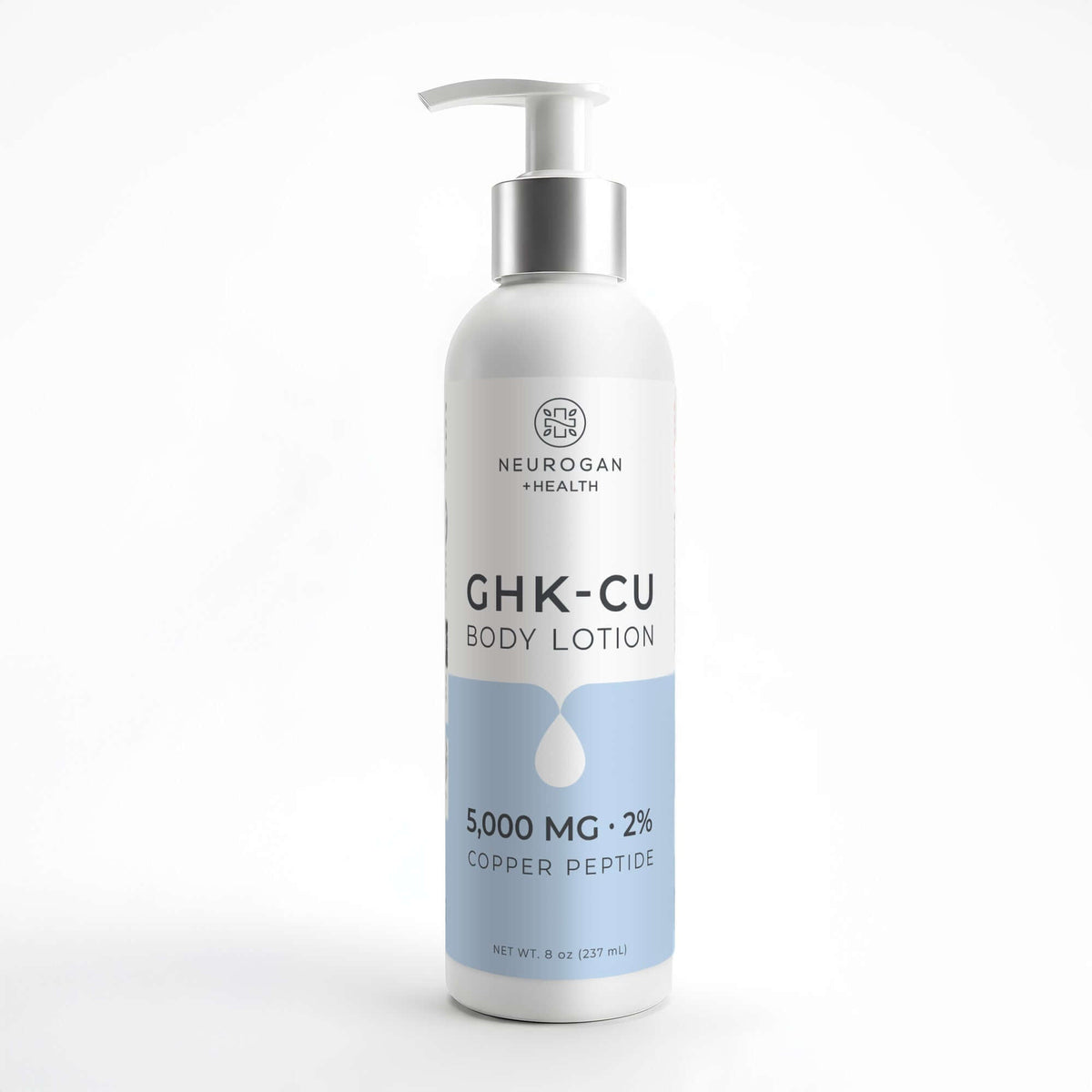 Neurogan Health GHK-Cu Body Lotion 5,000 mg pump bottle on a white background.