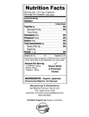 Daily Focus Organic Ceremonial Matcha Nutrition Facts 