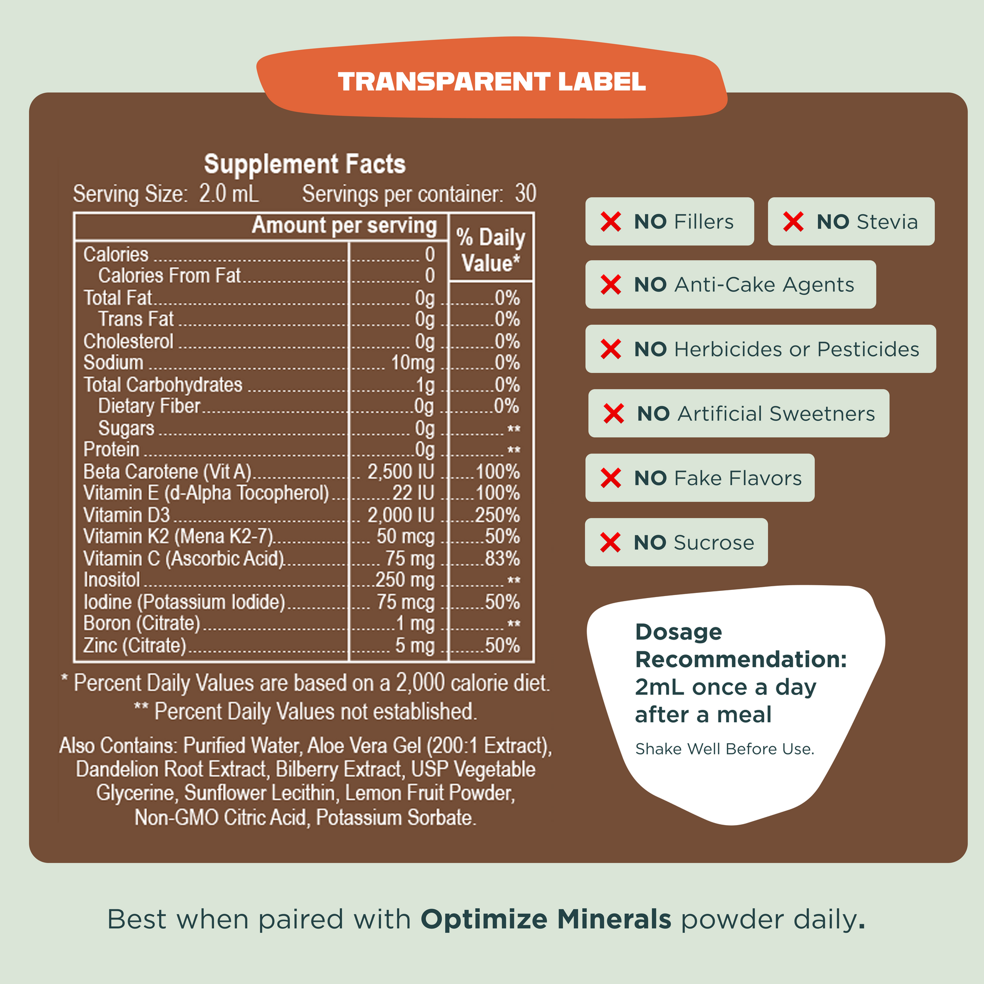 Optimize Vitaminz Supplement Facts