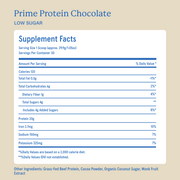Equip Prime Protein low-sugar chocolate Supplement Facts and ingredient information