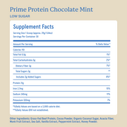 Equip Prime Protein low-sugar chocolate mint Supplement Facts and ingredient information