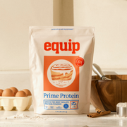 Equip Prime Protein low-sugar cinnamon roll bag with cinnamon rolls and a protein drink