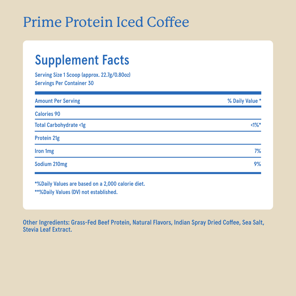 Equip Prime Protein iced coffee Supplement Facts and ingredient information