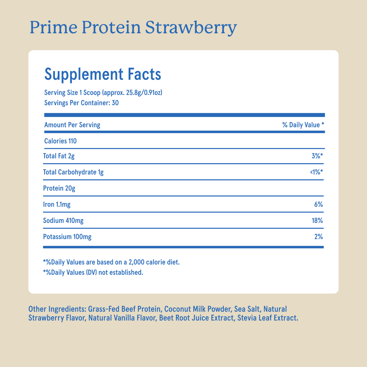 Equip Prime Protein strawberry Supplement Facts and ingredient information