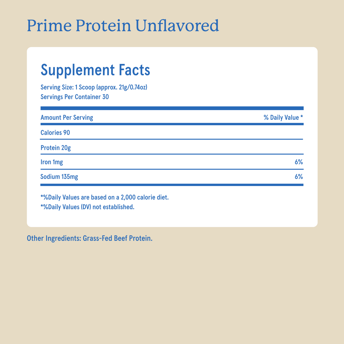 Equip Prime Protein unflavored Supplement Facts and ingredient information