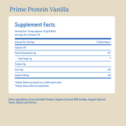 Equip Prime Protein vanilla Supplement Facts and ingredient information