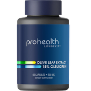 ProHealth Longevity Olive Leaf Extract - 15% Oleuropein - 500 mg, 60 capsules