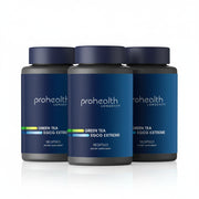 3 Packs of ProHealth Longevity Green Tea EGCG Extreme dietary supplement bottle with 100 capsules.
