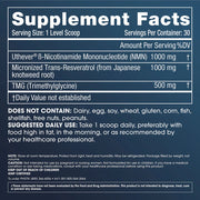 ProHealth Longevity NMN Pro™ Complete - Uthever® NMN, Trans-Resveratrol, TMG - 75 grams - Supplement Facts