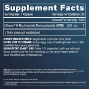 Supplement Facts OF Prohealth Longevity NMN Pro™ 500 - Uthever® NMN - 500 mg