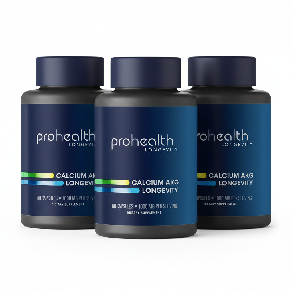 Three bottles of Prohealth Longevity NMN Pro 300™ delivers a clinically backed 300 mg dose of β-Nicotinamide Mononucleotide (NMN)—the direct NAD+ precursor that powers your mitochondria, fuels DNA repair, and supports youthful metabolism.