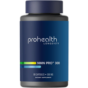 Prohealth Longevity NMN Pro 300™ delivers a clinically backed 300 mg dose of β-Nicotinamide Mononucleotide (NMN)—the direct NAD+ precursor that powers your mitochondria, fuels DNA repair, and supports youthful metabolism.