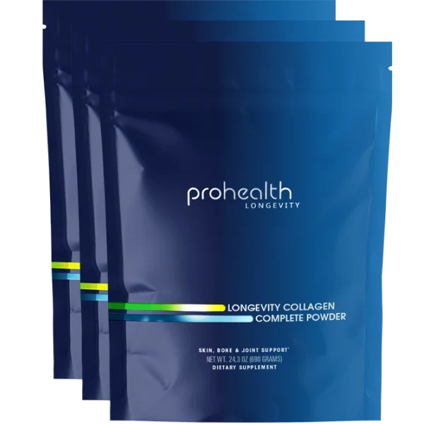 Front packaging of ProHealth Longevity Collagen Complete Powder, 690 grams
