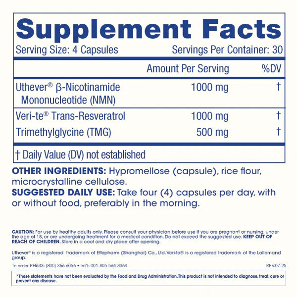 Prohealth Longevity NMN Pro™ Complete Supplement Facts