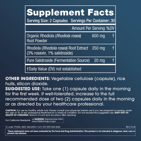 ProHealth Longevity Full Spectrum Rhodiola - 60 capsules Supplement Facts
