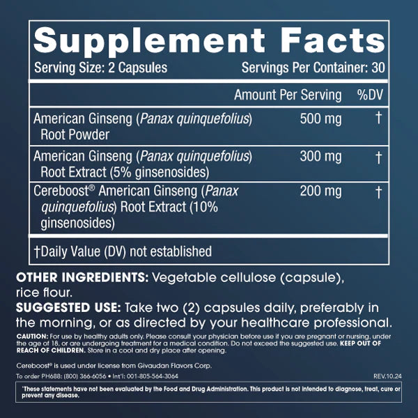 ProHealth Longevity Full Spectrum Ginseng - 60 capsules - Supplement Facts