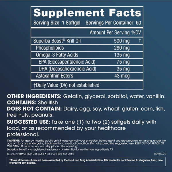 Pure Krill Oil Omega-3 - 500 mg, 60 softgels - Supplement Facts