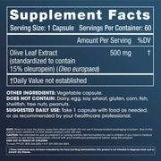 ProHealth Longevity Olive Leaf Extract - 15% Oleuropein - 500 mg, 60 capsules Supplement Facts