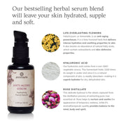 Annmarie Anti-Aging Serum featuring hyaluronic acid, edelweiss, life everlasting flowers, and botanical extracts