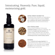 Annmarie Coconut Body Oil featuring coconut oil, calendula, milk thistle, and life everlasting herbs