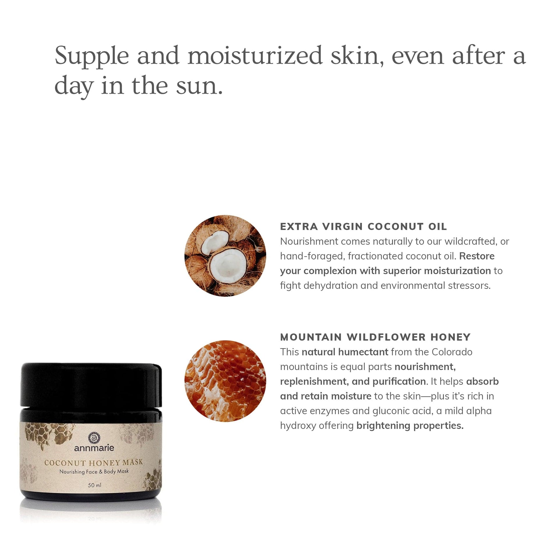 Annmarie Coconut Honey Mask featuring wildflower honey, coconut oil, and nourishing botanical ingredients