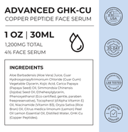 Product Facts and ingredients for Neurogan Health Advanced GHK-Cu Face and Neck Serum.