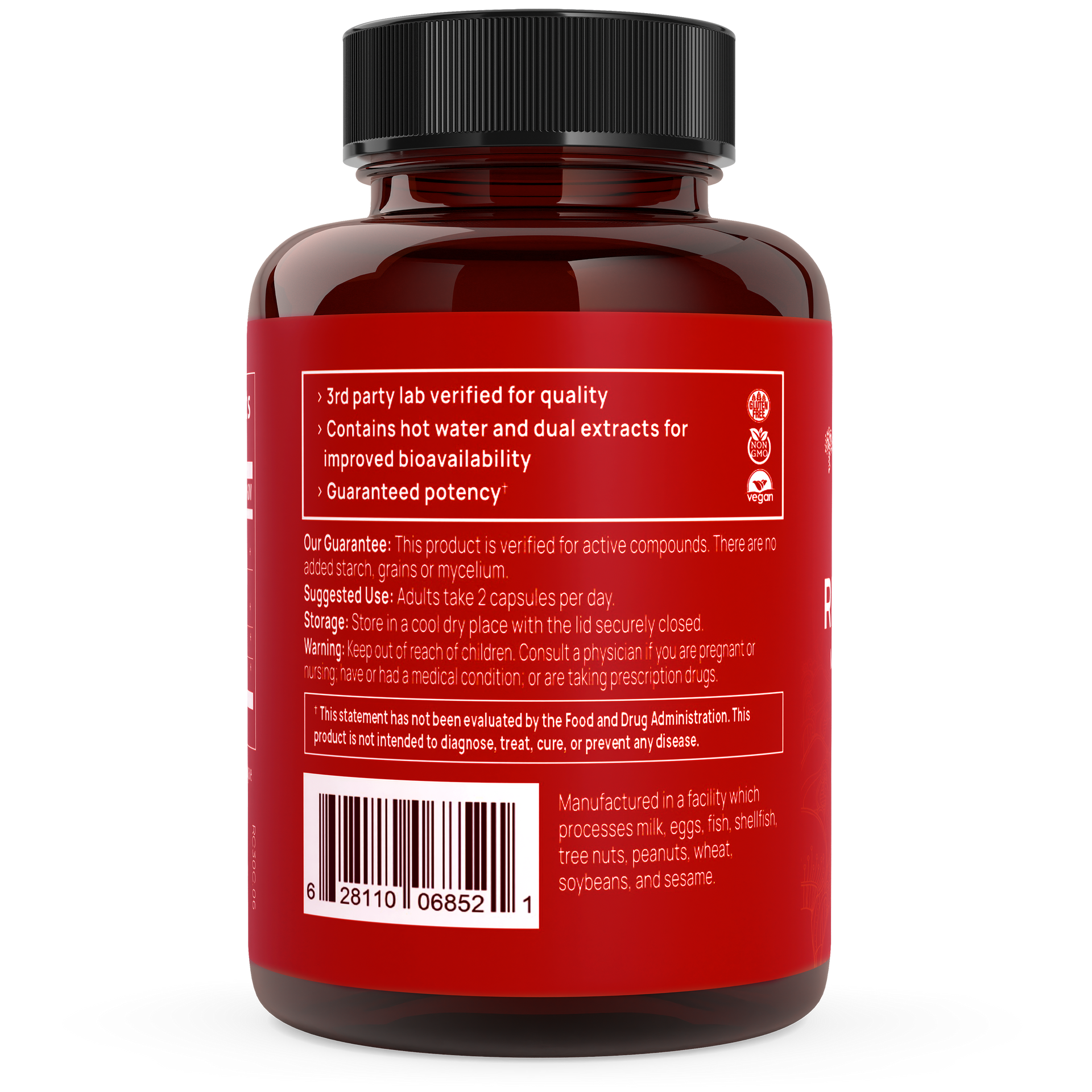 Real Mushrooms RealClarity Supplement Back Label