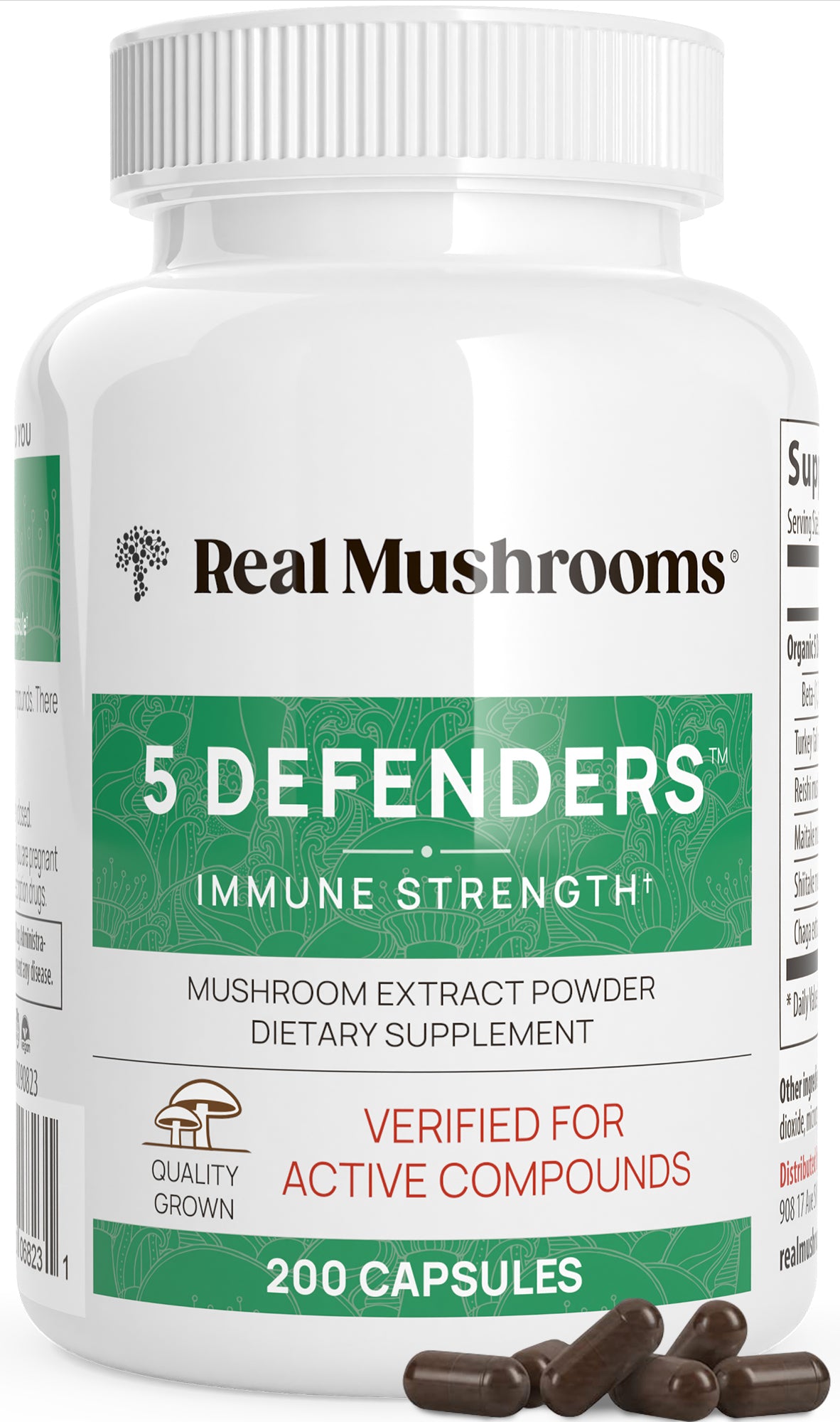 Real Mushrooms 5 Defenders Organic Mushroom Blend Capsules