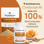 Cordyceps-M is made with 100% Real Cordyceps Militaris Mushrooms 