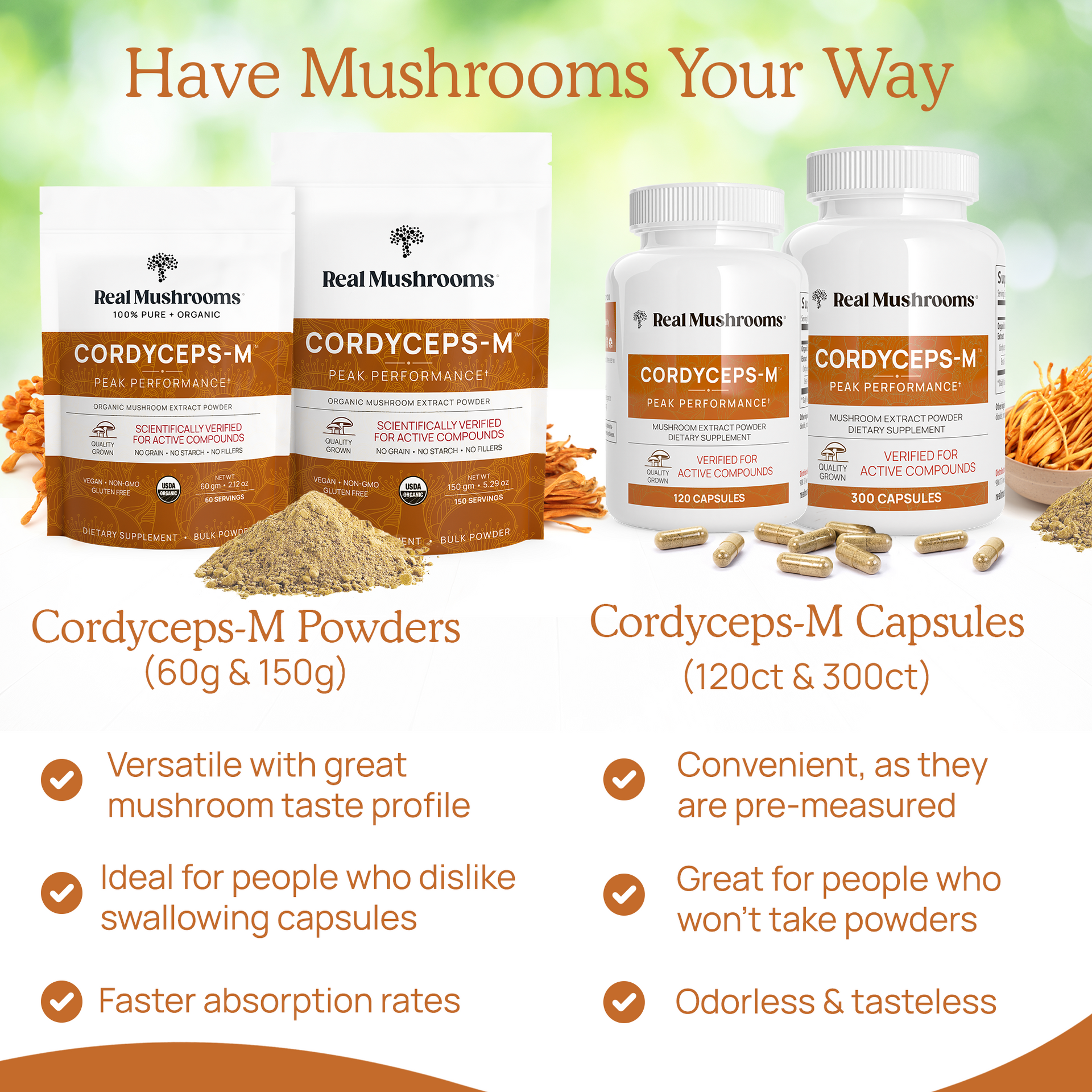 Real Mushrooms Organic Cordyceps Extract Capsules and Powder Other Benefits 