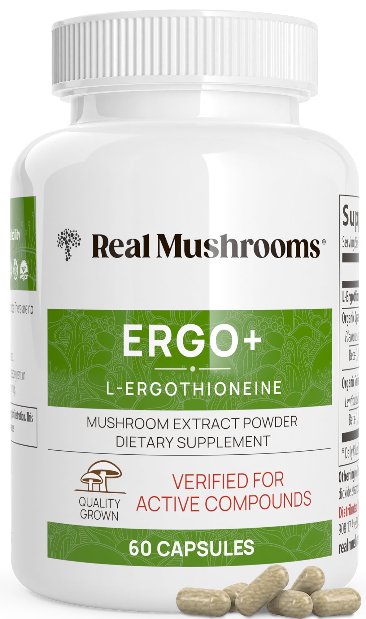 Real Mushrooms Ergo+ Ergothioneine Supplement