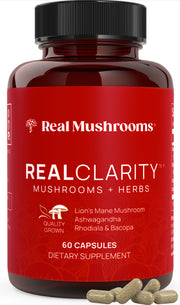 REAL MUSHROOMS RealClarity - Lion's Mane, Ashwagandha, Rhodiola and Bacopa