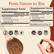 Organic Reishi Mushroom Capsules and Powder Supplement Facts