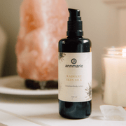 Annmarie Radiant Skin Silk Body Lotion displayed with spa-inspired skincare setting