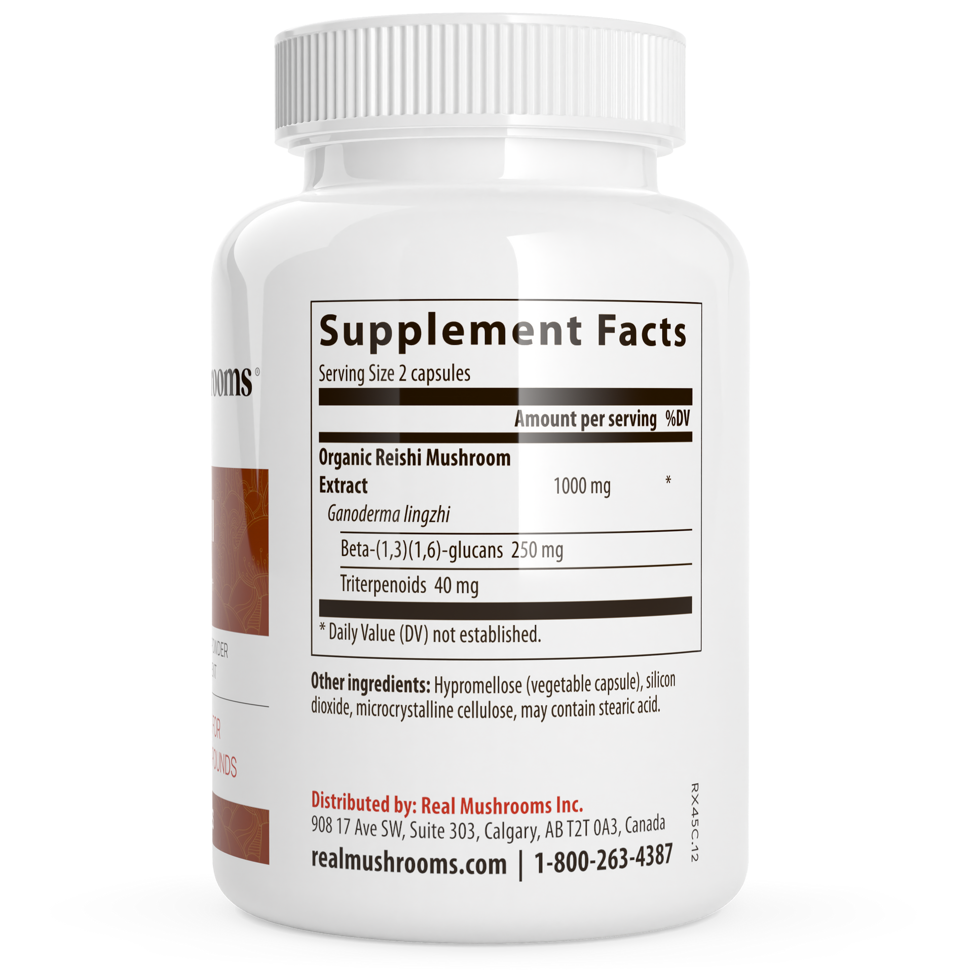Real Mushrooms Organic Reishi Mushroom Capsules Supplement Facts