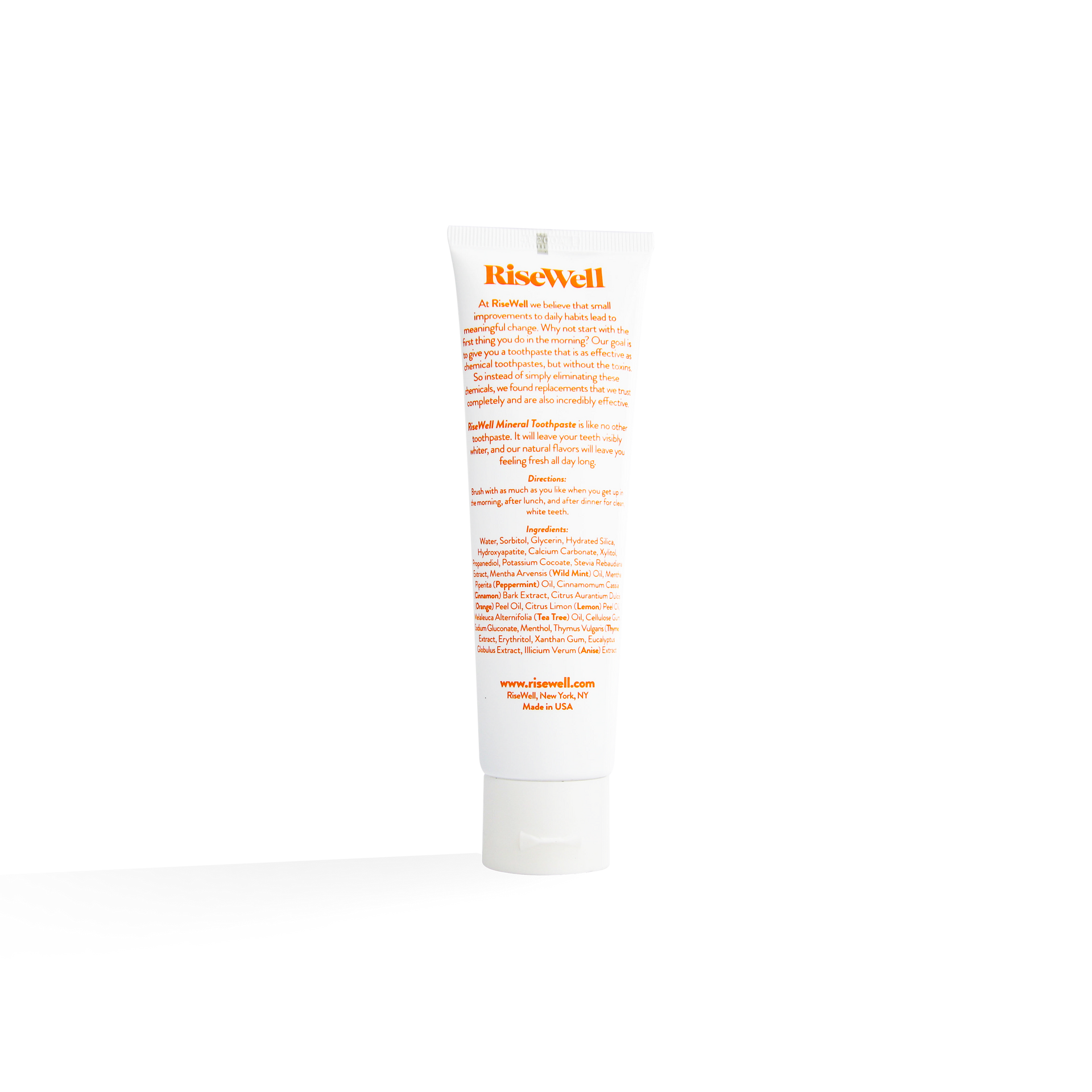RiseWell Mineral Toothpaste with back information