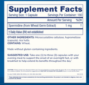 A supplement facts label for Prohealth Longevity Pure Spermidine.