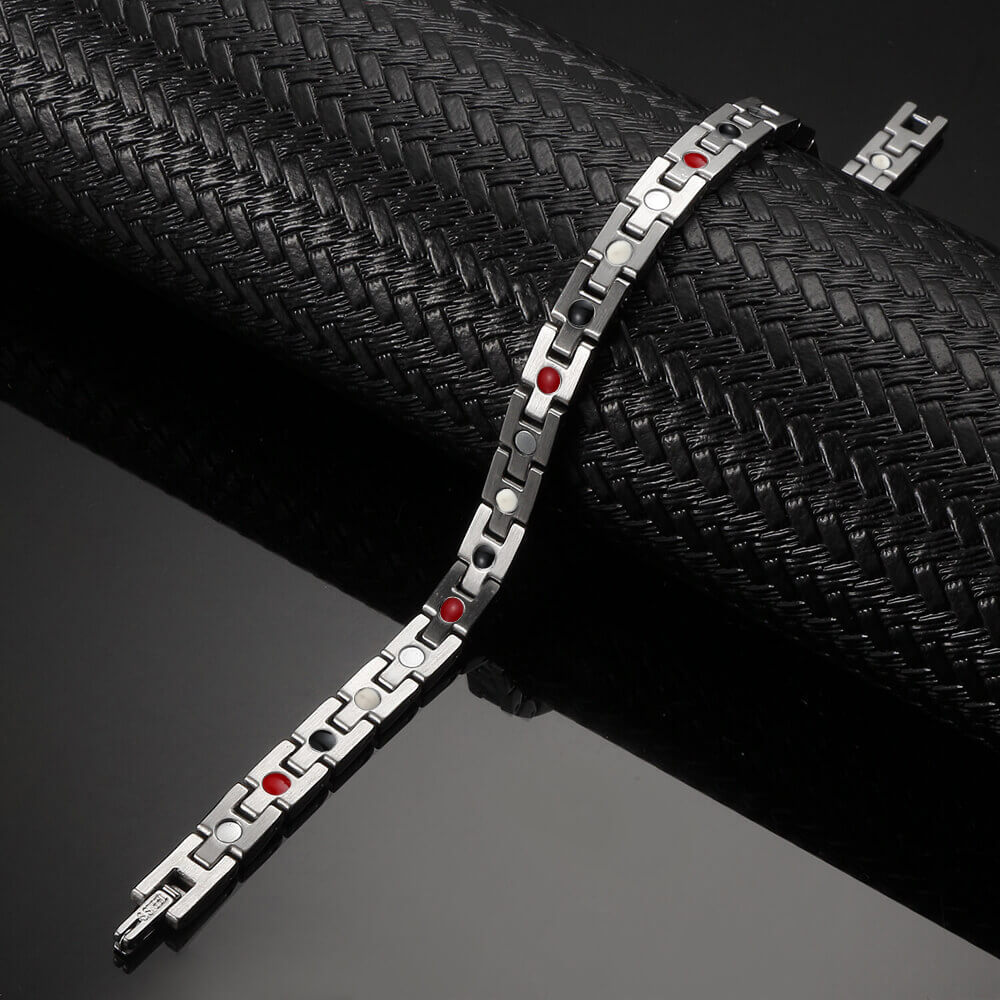 HealthyLine Stainless Steel Energy Bracelet 4-in-1. Silver color. Models B032