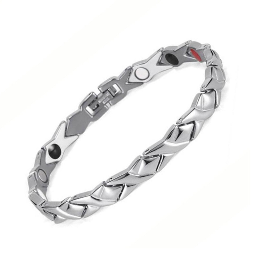 HealthyLine Stainless Steel Energy Bracelet 4-in-1. Silver color. Models B032