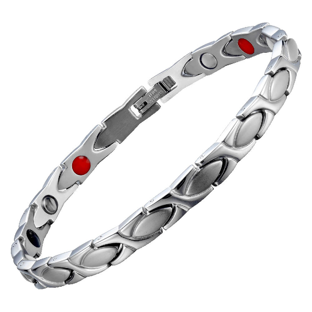 HealthyLine Stainless Steel Energy Bracelet 4-in-1. Silver color. Model B006S