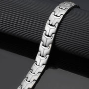 HealthyLine Stainless Steel Energy Bracelet 4-in-1. Silver Color. Model B037S