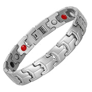 HealthyLine Stainless Steel Energy Bracelet 4-in-1. Silver Color. Model B037S
